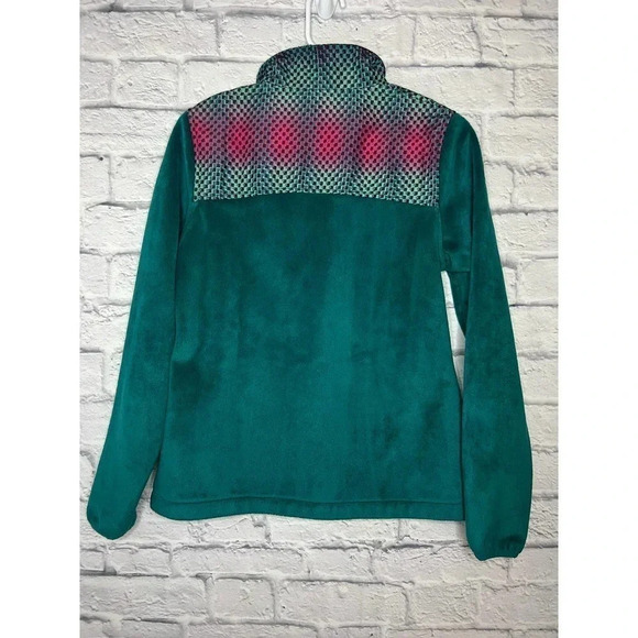 FILA Sport Fleece Faux Fur Turquoise Green Zip Up Jacket Sz XS - Picture 3 of 9